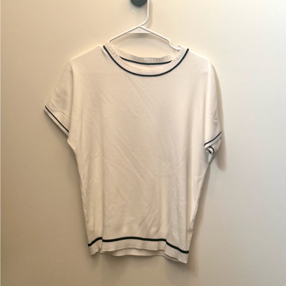 Boxy White and Black Short Sleeve Tee